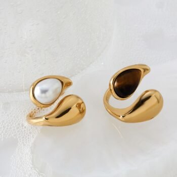 pearl and tiger eye ring